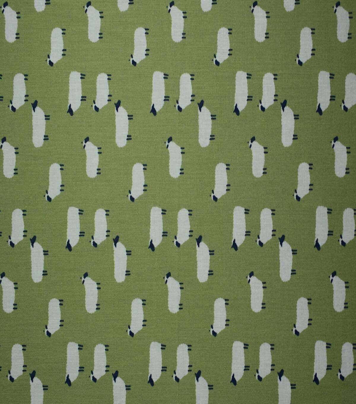 Barnyard Sheep on Green Cotton Fabric by Quilter's Showcase