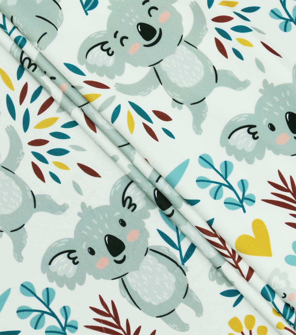 Cute Koalas on White Soft & Minky Fleece Fabric