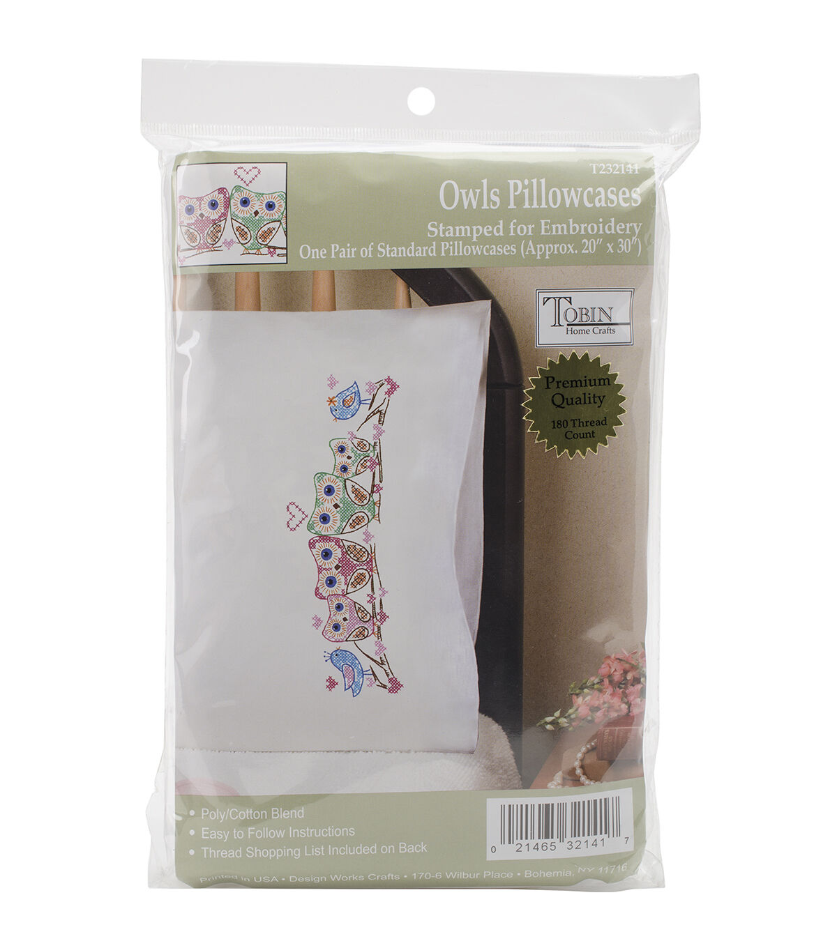 Tobin 30 x 20 Owls Stamped Embroidery Pillowcases 2pk