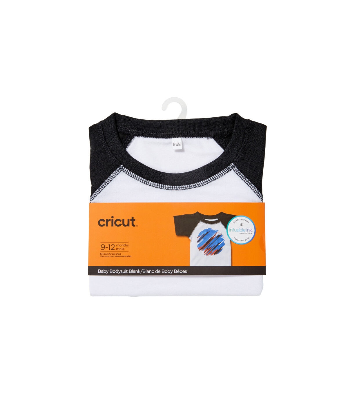 Cricut White & Black Infusible Ink Baby Raglan Baseball Bodysuit Blank