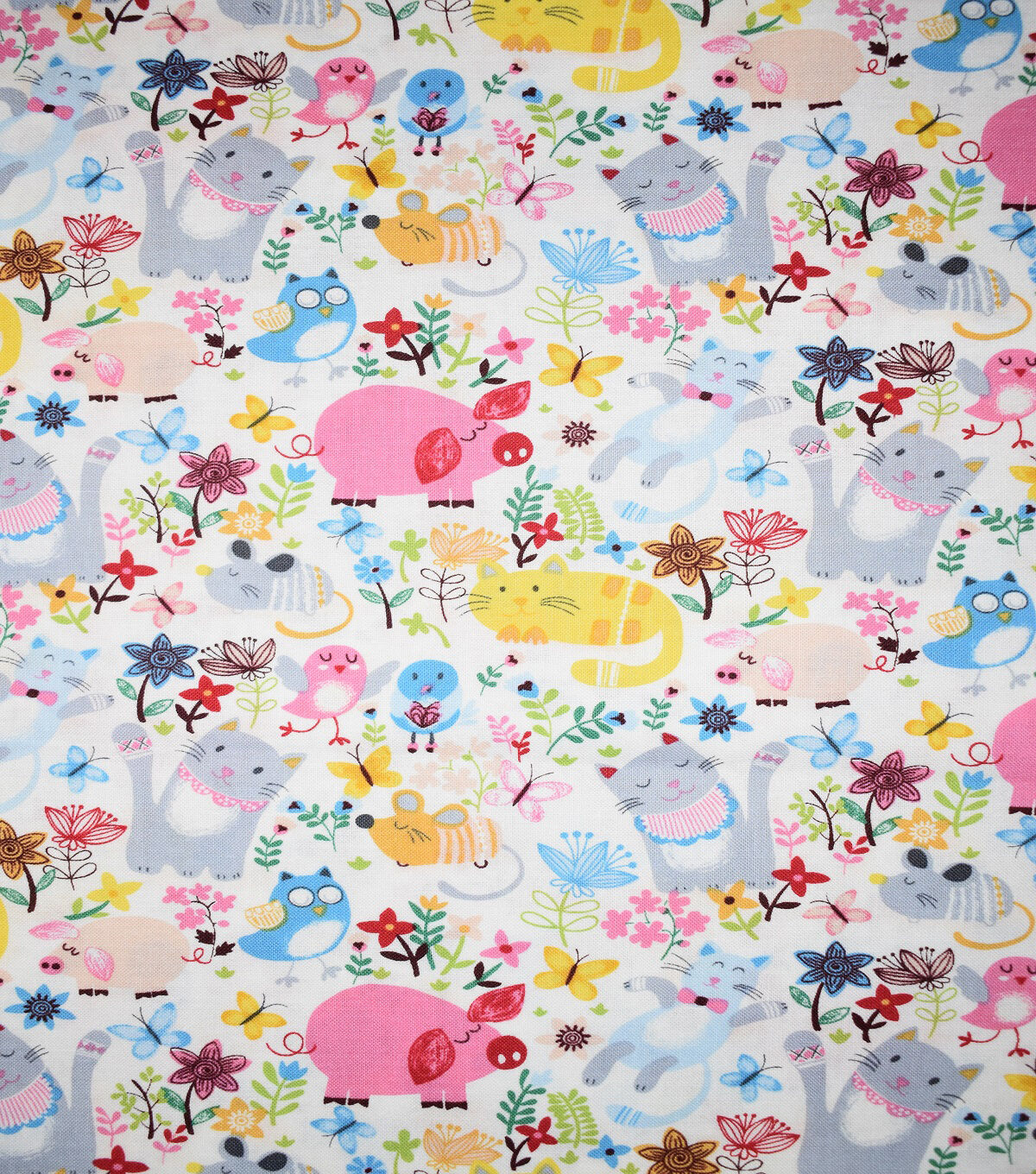 Animals In The Garden Novelty Cotton Fabric