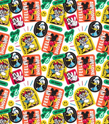 Mickey And Friends Party Of 6 Cotton Fabric