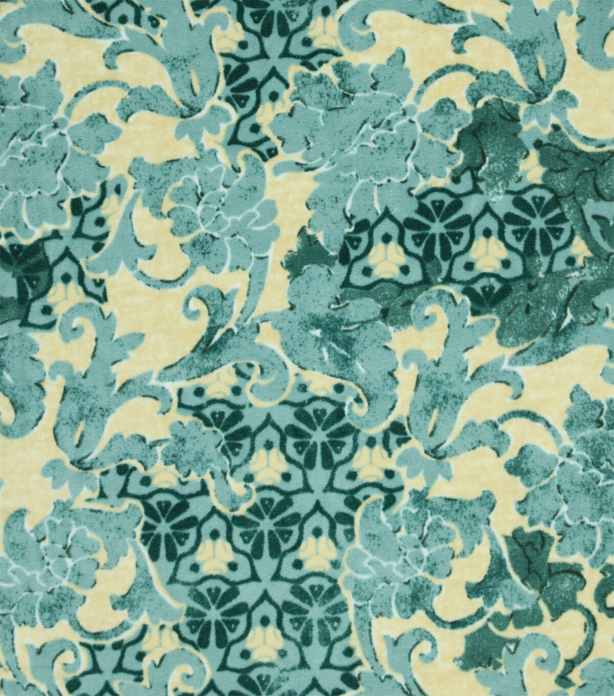 Green Inspired Damask Heather Luxe Fleece Fabric
