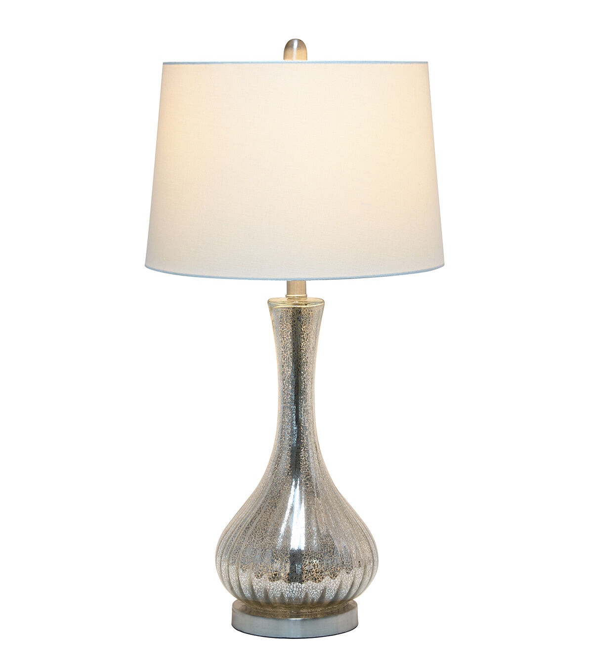 All The Rages Mercury Tear Drop Table Lamp with White Fabric Shade