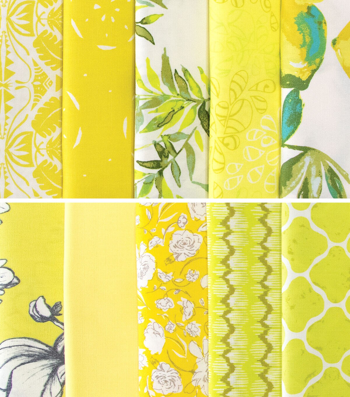 Art Gallery Fabrics Lemon Green 10Pc Color Master Cotton Fabric Quarter Bundle