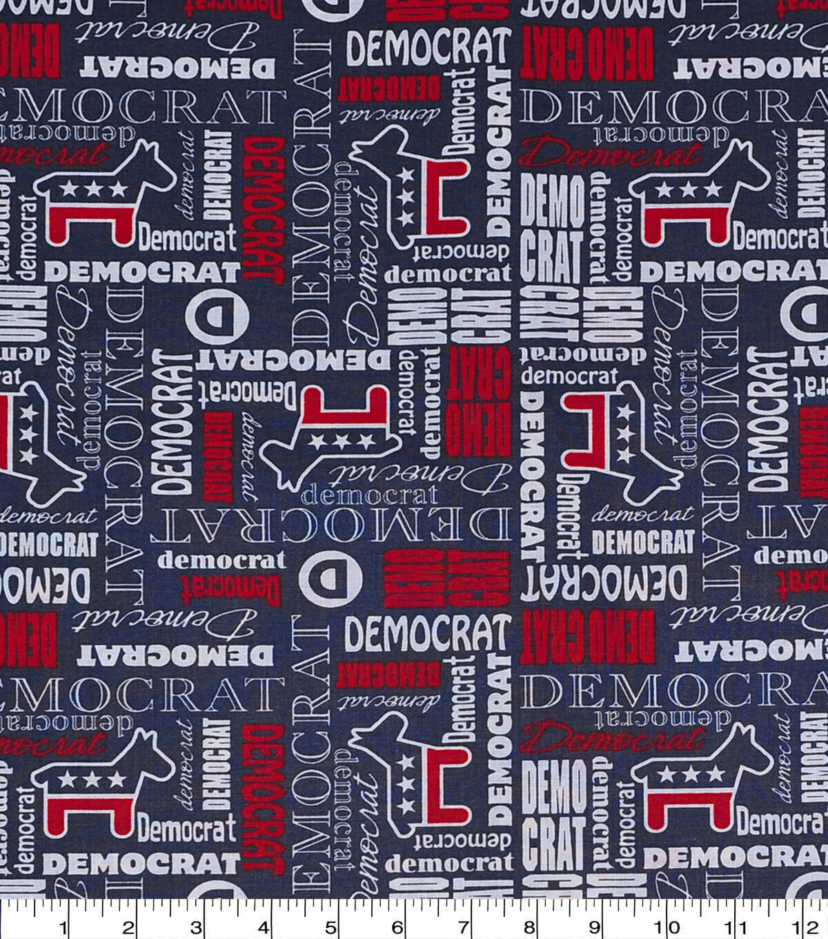 Democratic Tossed Allover Patriotic Cotton Fabric