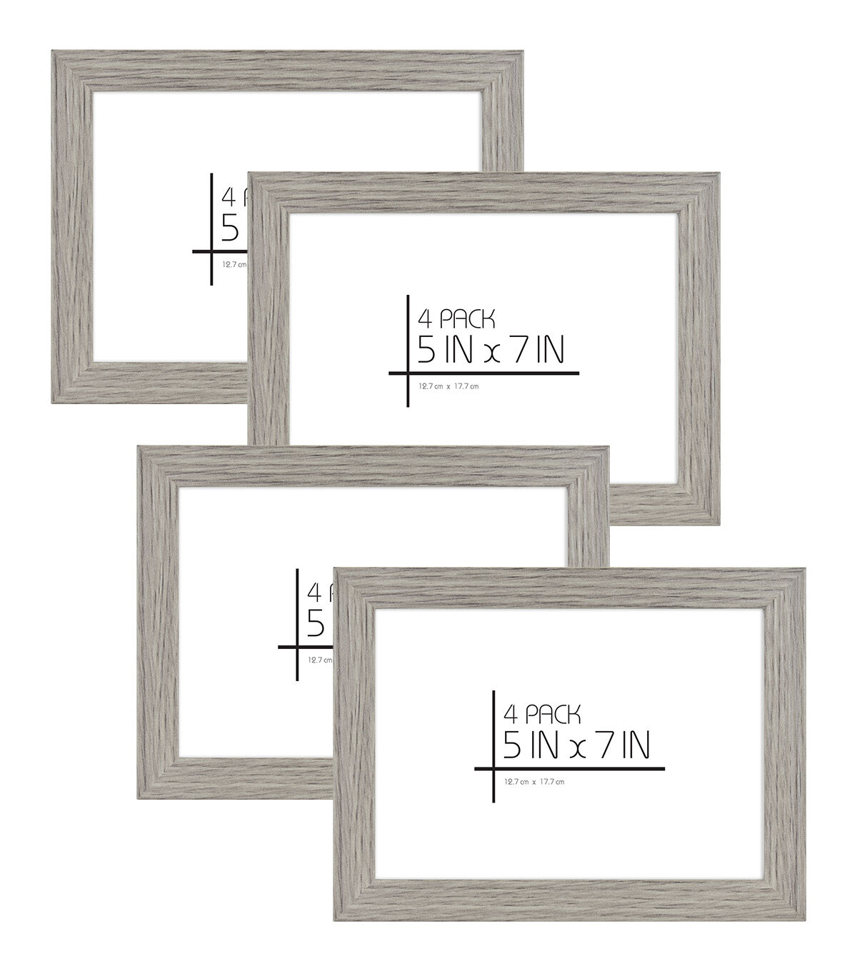 MCS Gray 5x7 Woodgrain Value Frames 4pk