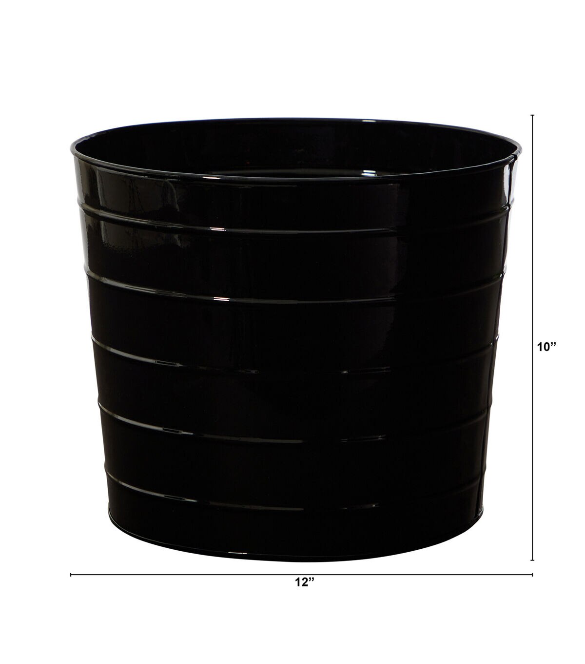 Nearly Natural 12 Farmhouse Black Metal Ribbed Planter