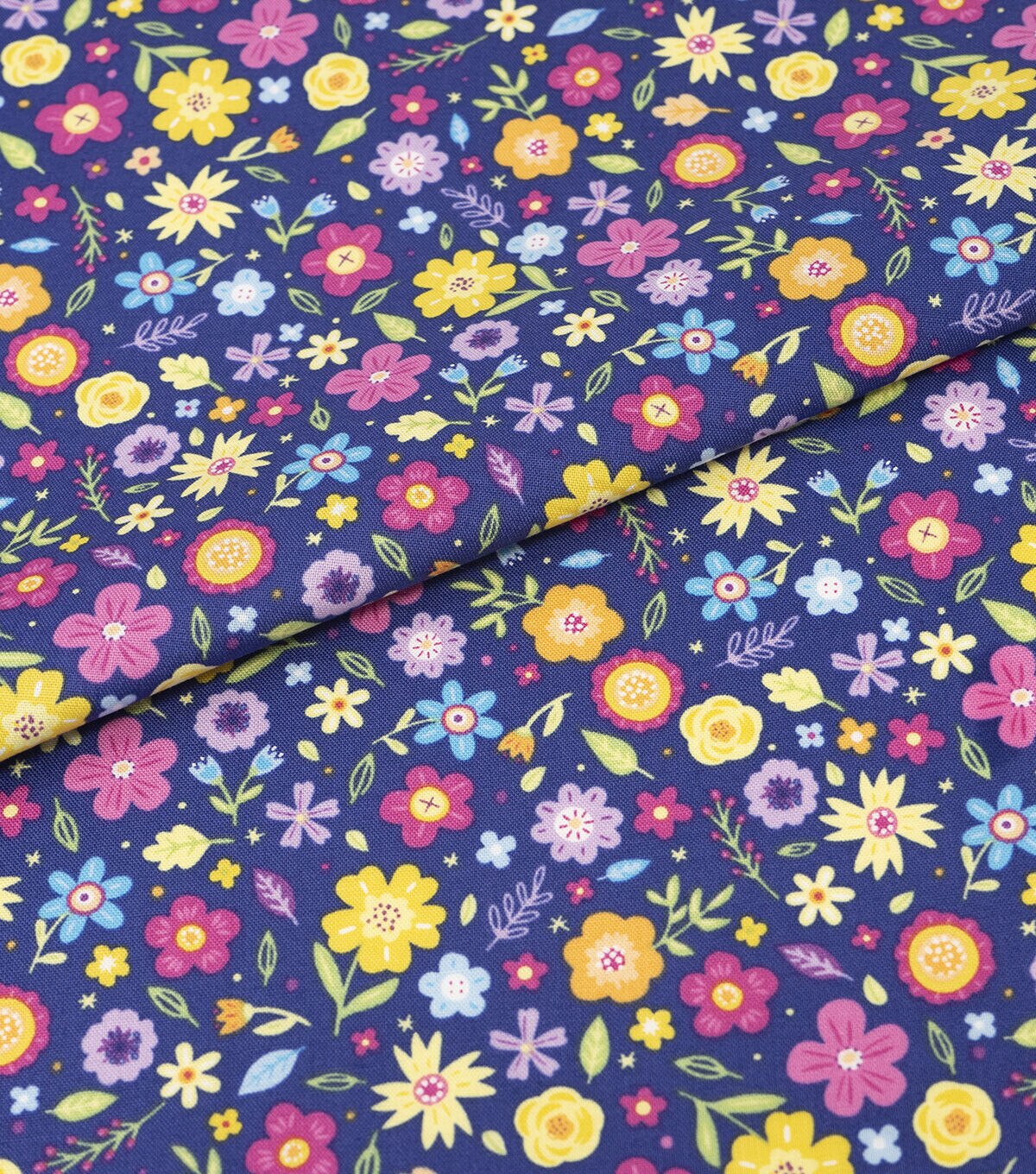 Bright Floral on Blue Cotton Fabric by Keepsake Calico