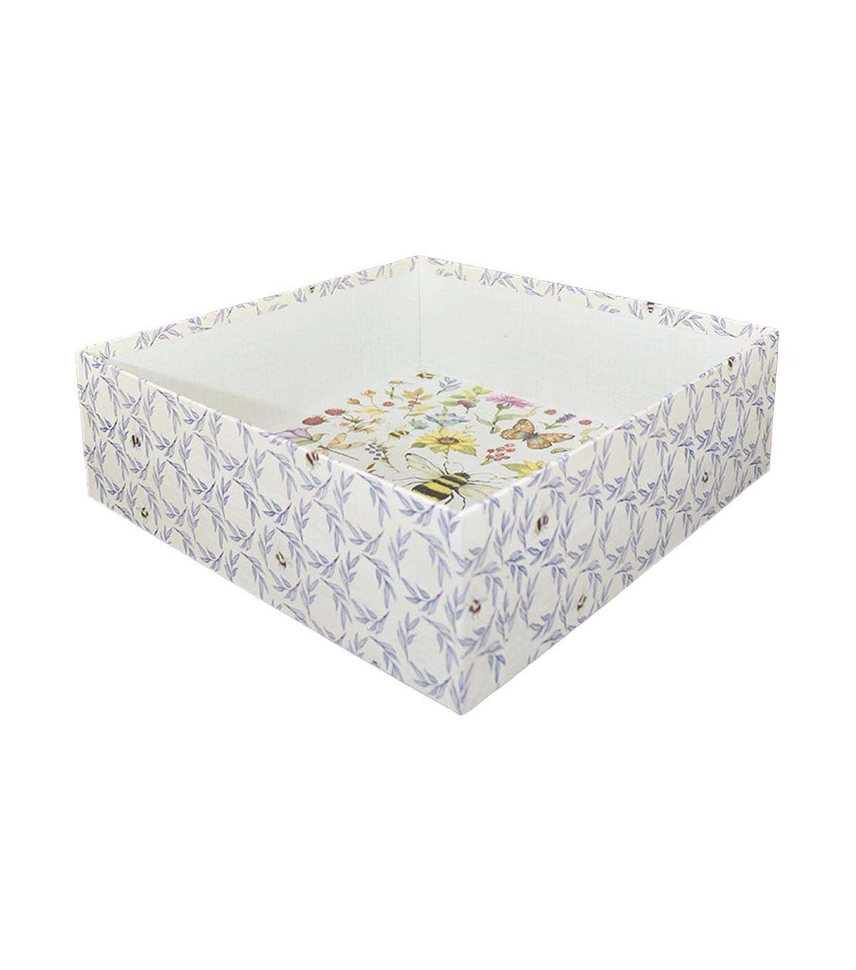 12.5 Bees on White & Blue Storage Box With Window Lid by Place & Time