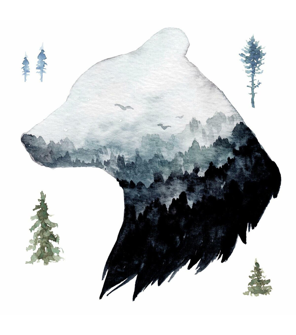 RoomMates Watercolor Mountain Bear Giant Decal