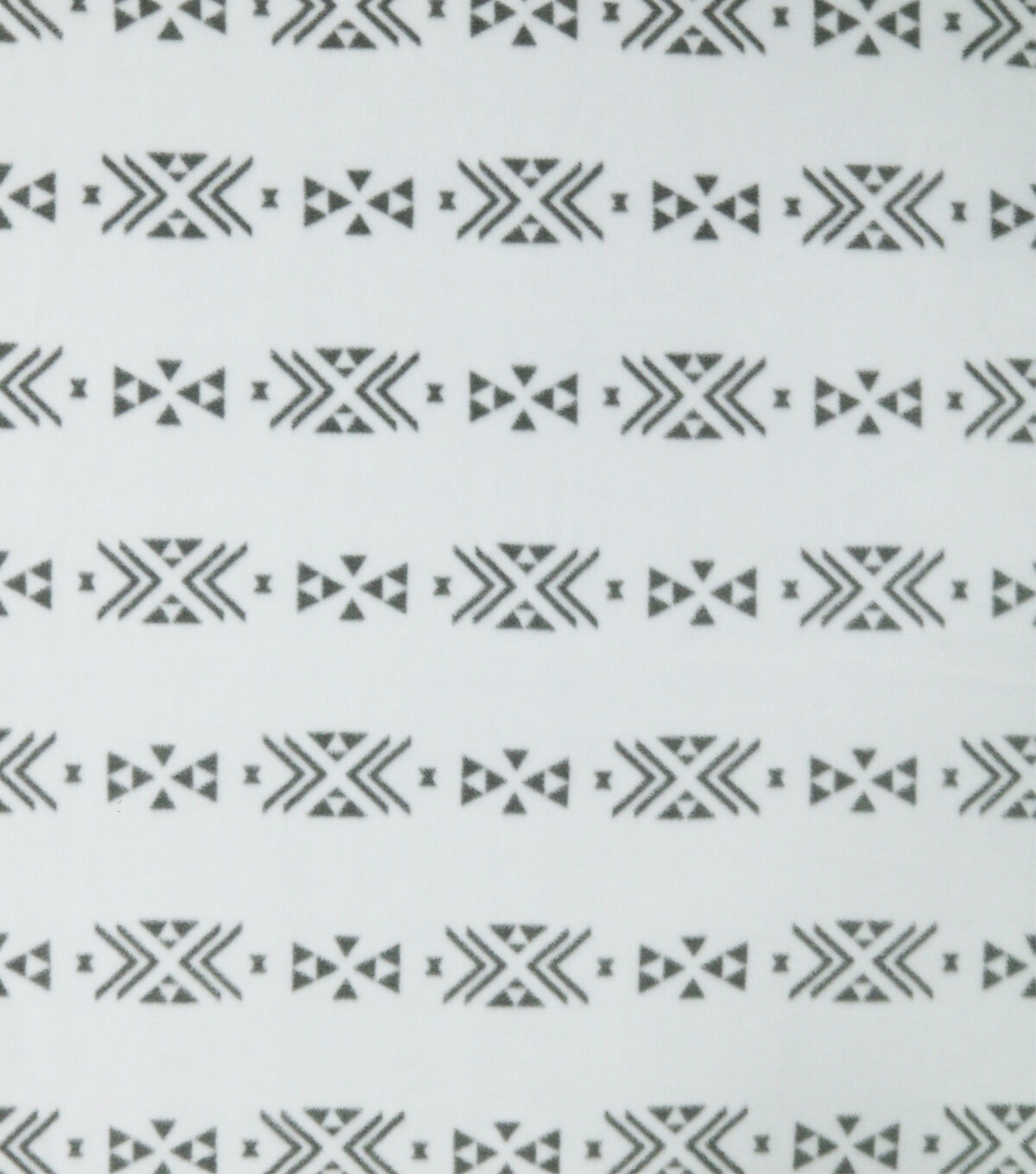 Gray Linear Aztec Geometrics on White Anti Pill Fleece Fabric