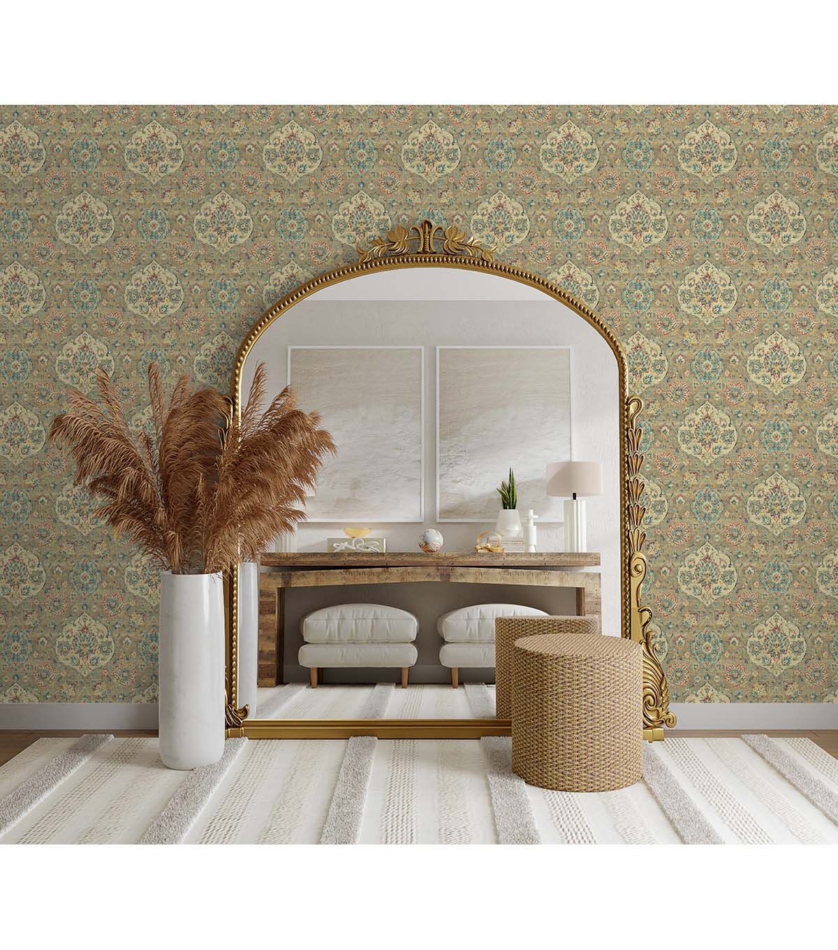 Surface Style 20.5' x 18' Taupe Caspian Peel & Stick Wallpaper