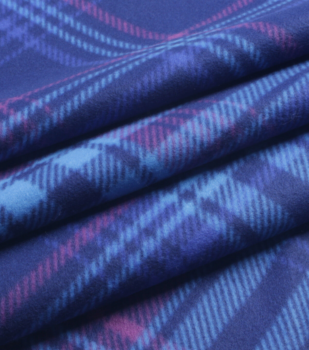 Blue Purple Diagonal Plaid Blizzard Prints Fleece Fabric