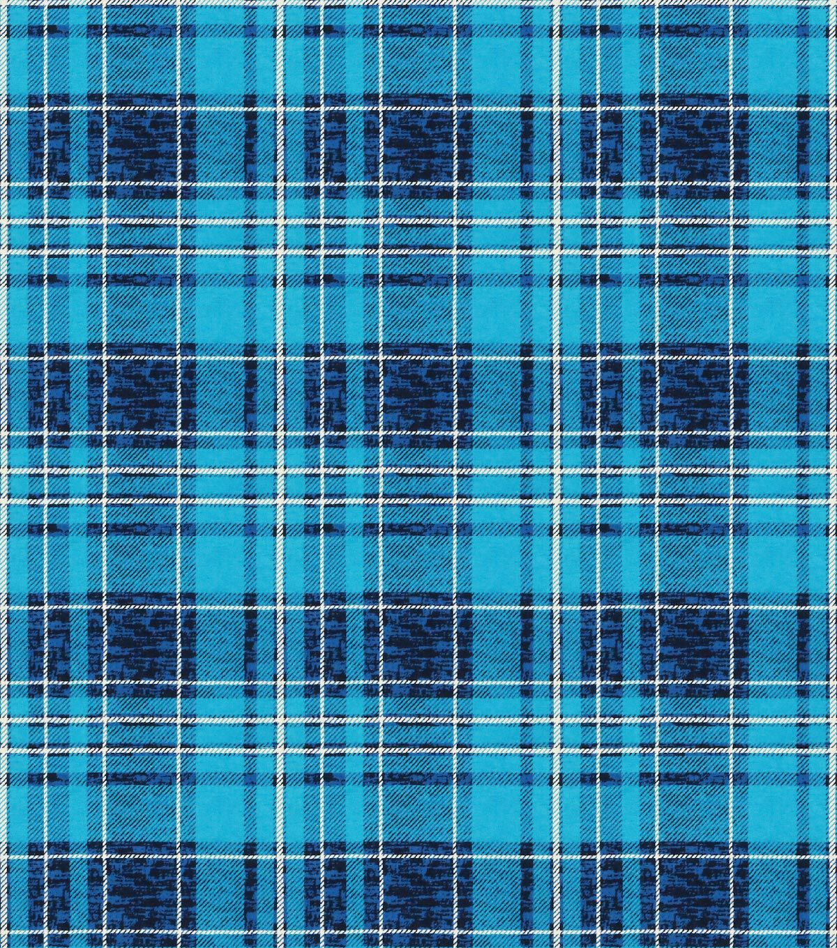 Blue Distressed Plaid Super Snuggle Flannel Fabric