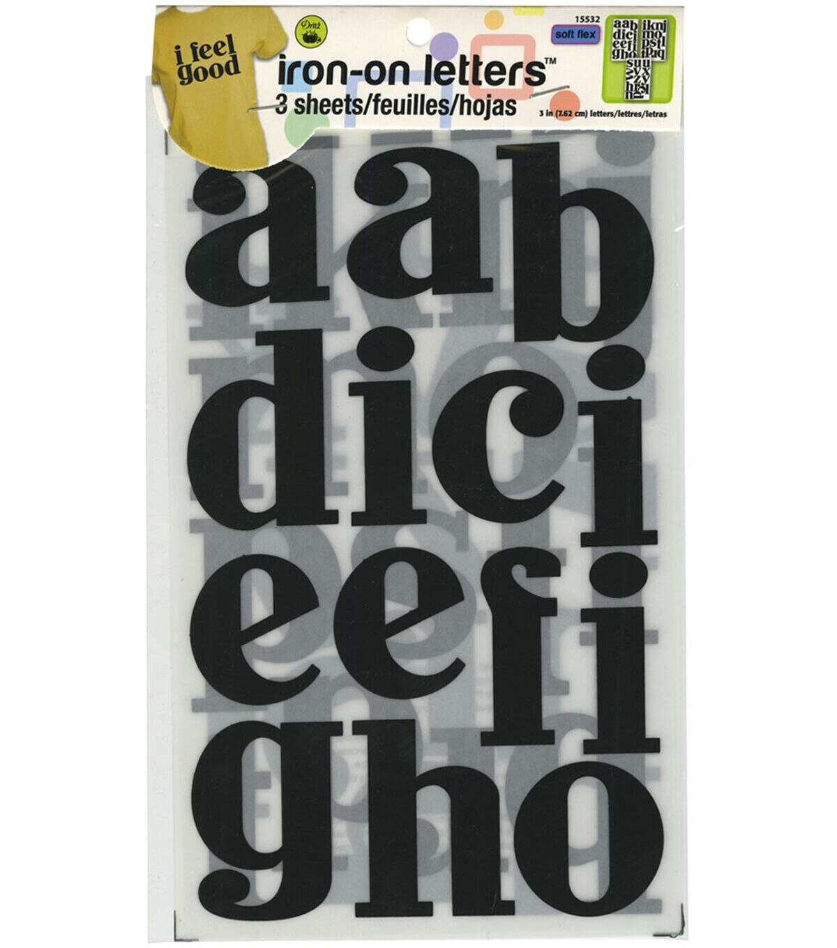 Dritz 3 Soft Flex Iron-on Letters, White