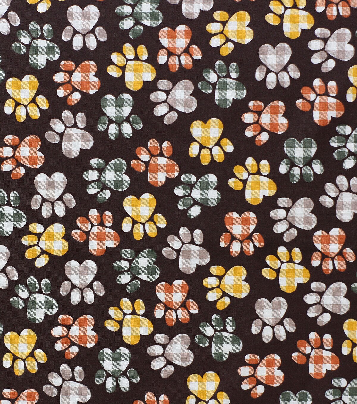 Fall Buffalo Check Paws Novelty Cotton Fabric