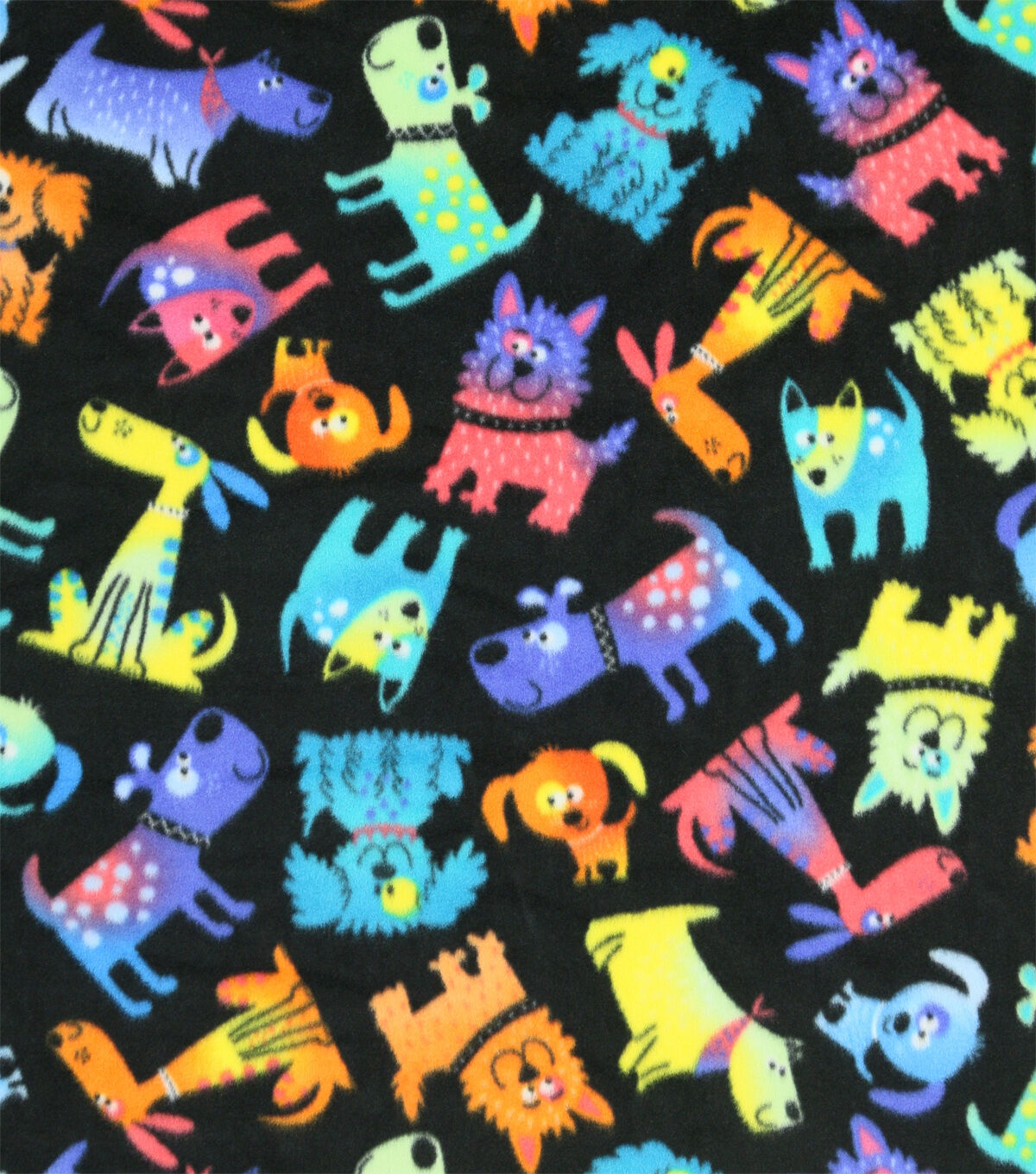 Multicolor Dogs Anti Pill Fleece Fabric