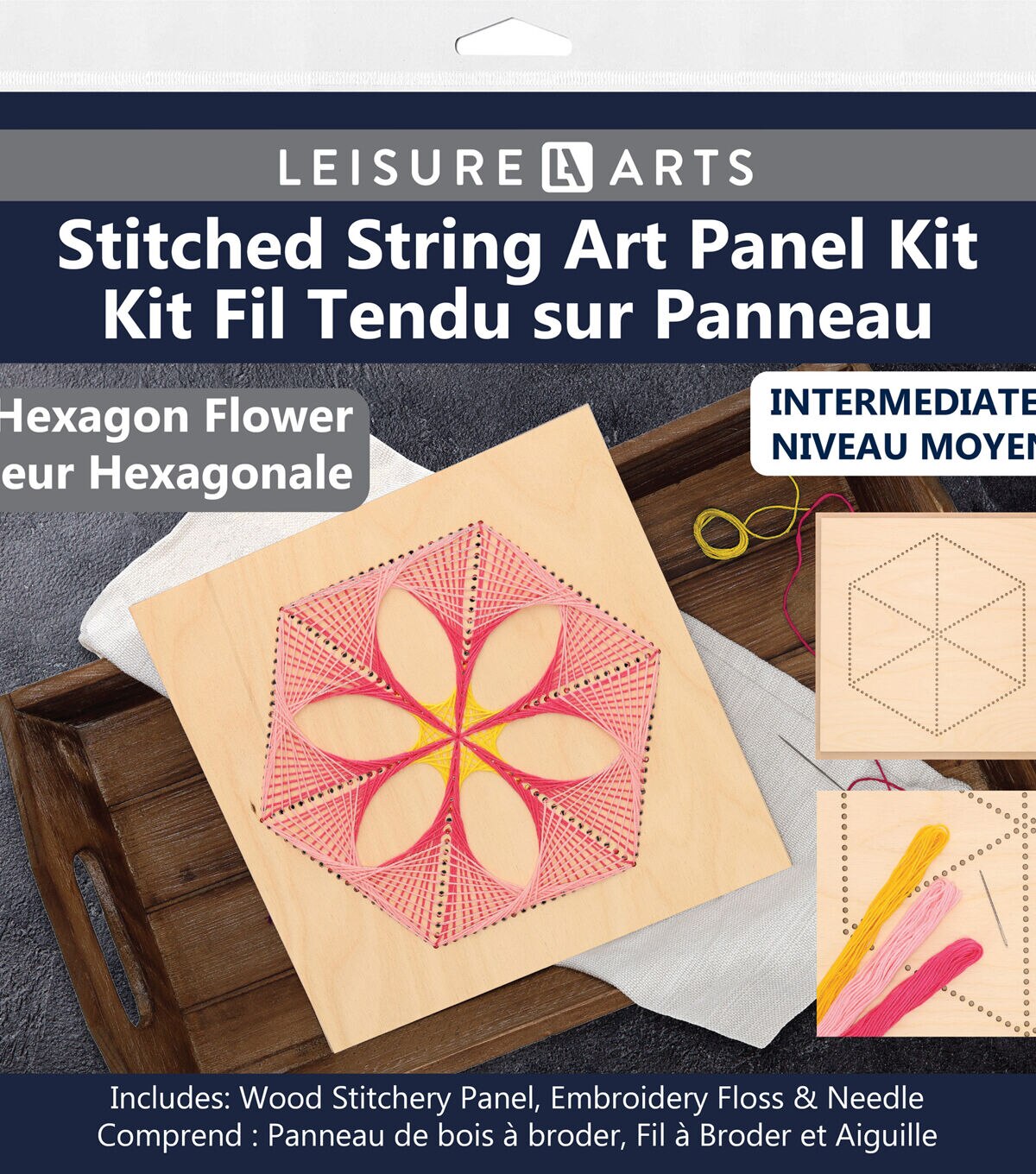 Liesure Arts 10 Hexagon Flower Panel Wood Stitching String Art Kit