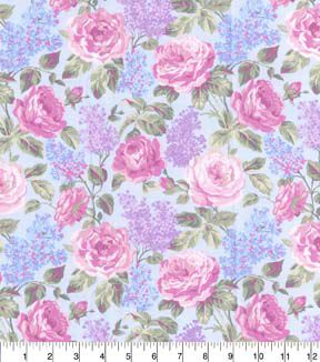 Fabric Traditions Blue & Pink Floral Premium Cotton Fabric