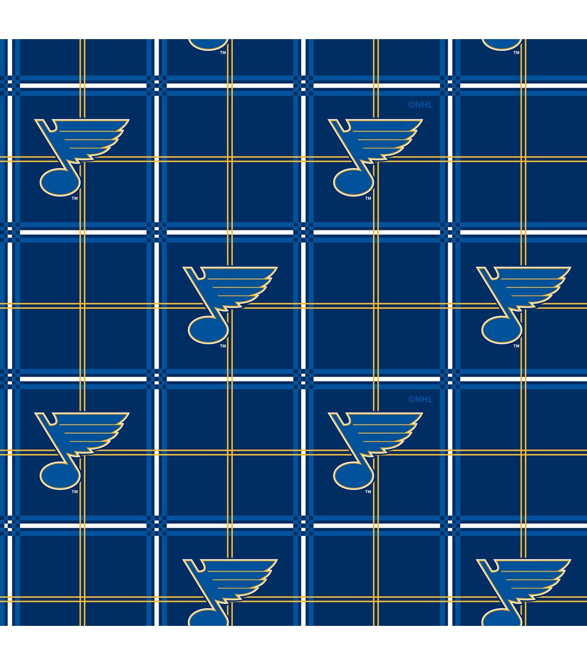 St. Louis Blues Flannel Fabric Box Plaid