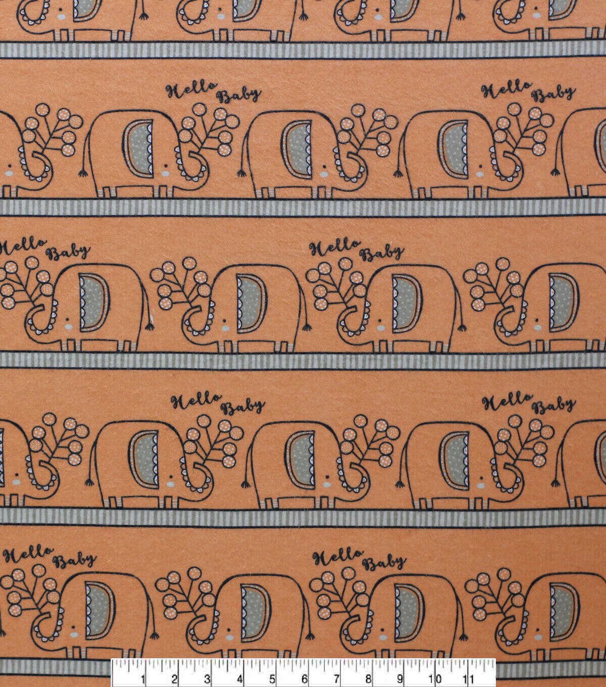 Peach Elephants In Line Super Snuggle Flannel Fabric