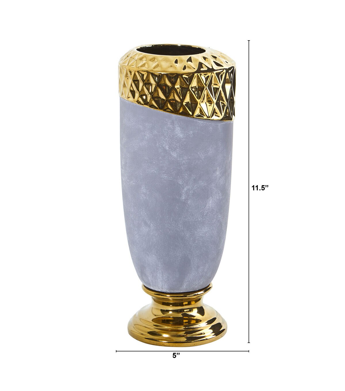 Nearly Natural 11.5 Gray Regal Stone Vase With Gold Trim