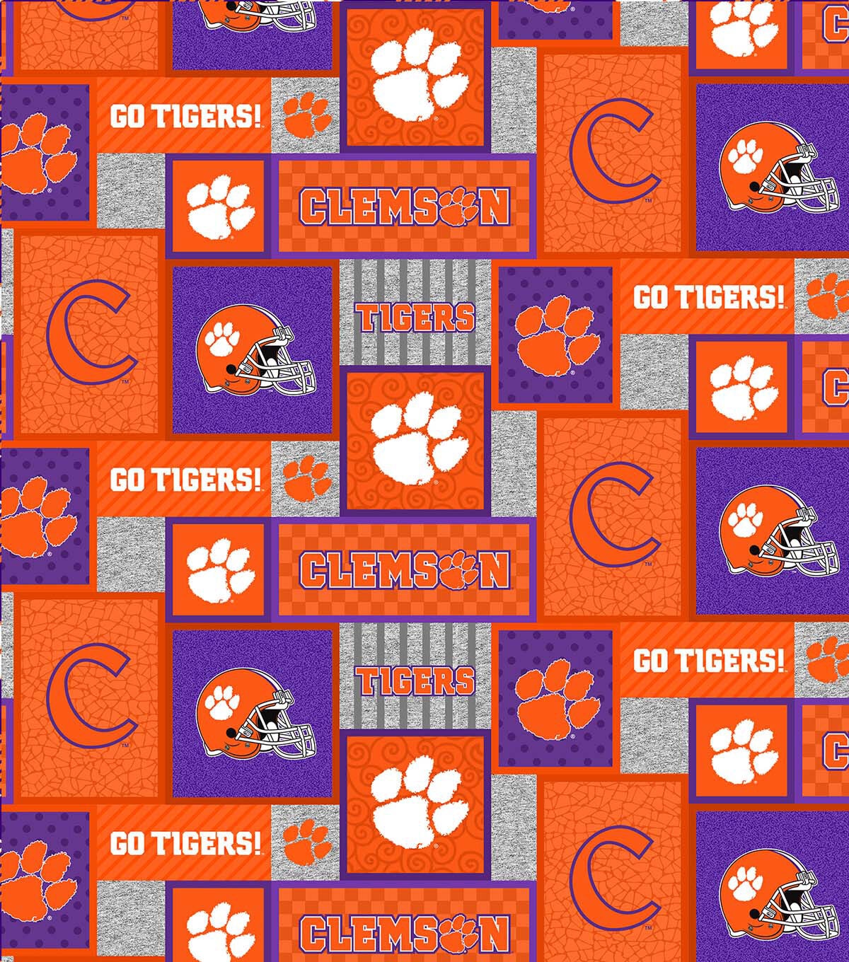 Clemson University Tigers Fleece Fabric College Patch