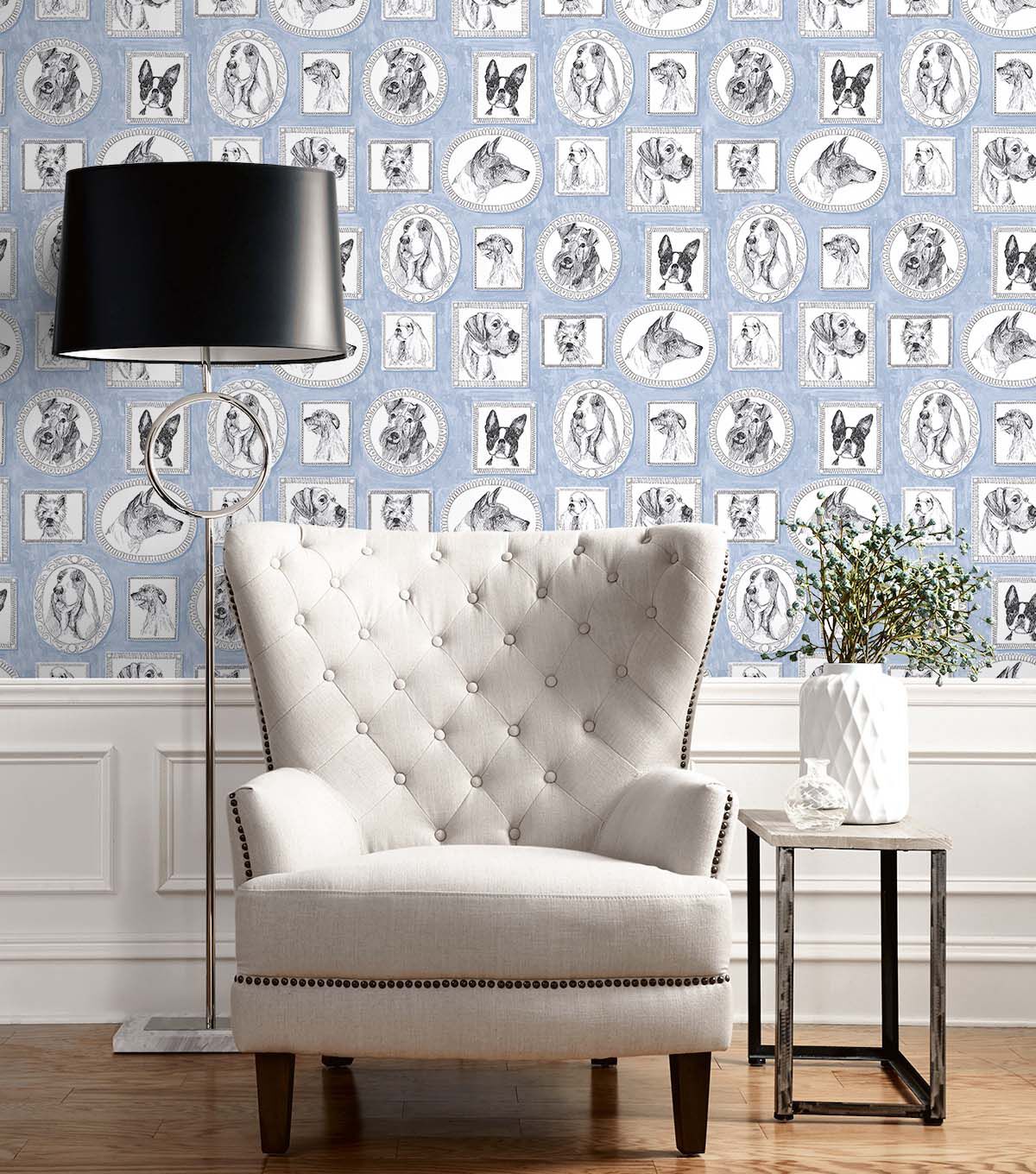 Surface Style 20.5' x 18' Celestial Pup Portraits Peel & Stick Wallpaper