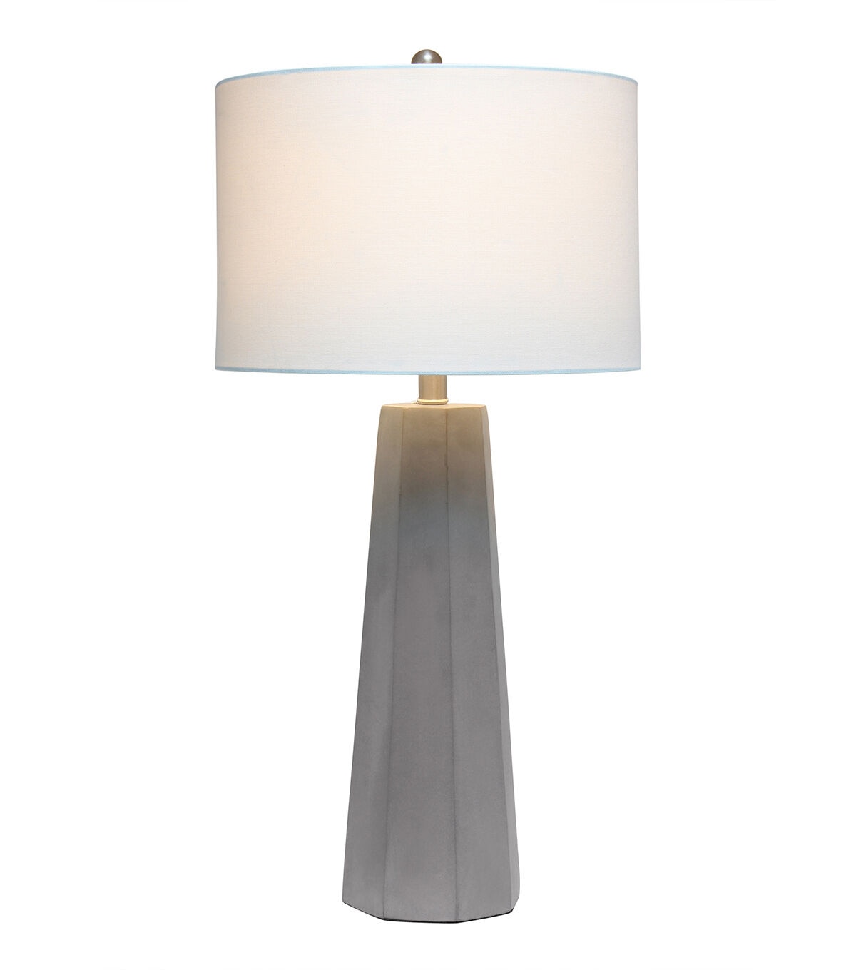 All The Rages Concrete Pillar Table Lamp with White Fabric Shade