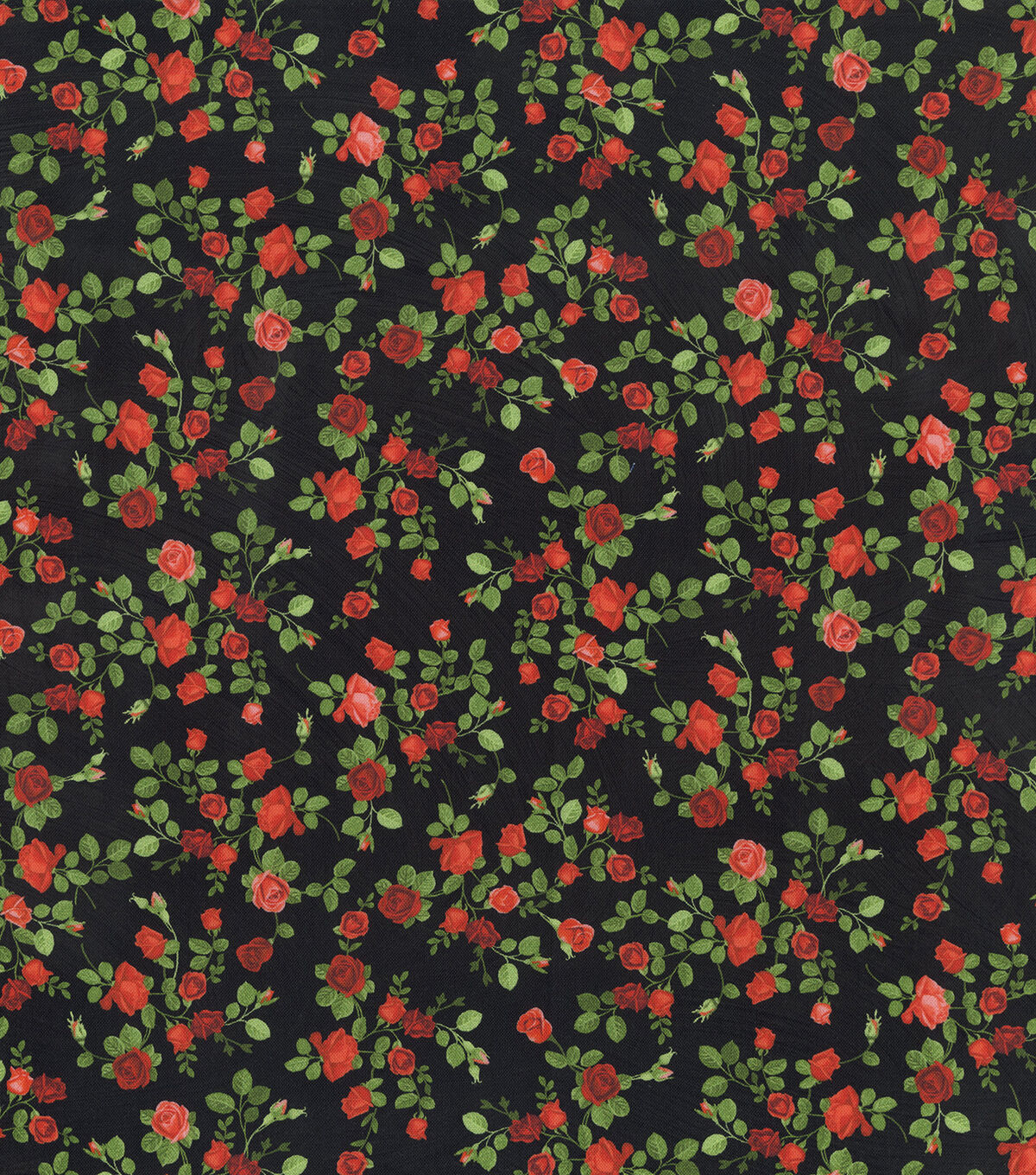Hi Fashion Rose Vines on Black Premium Cotton Fabric