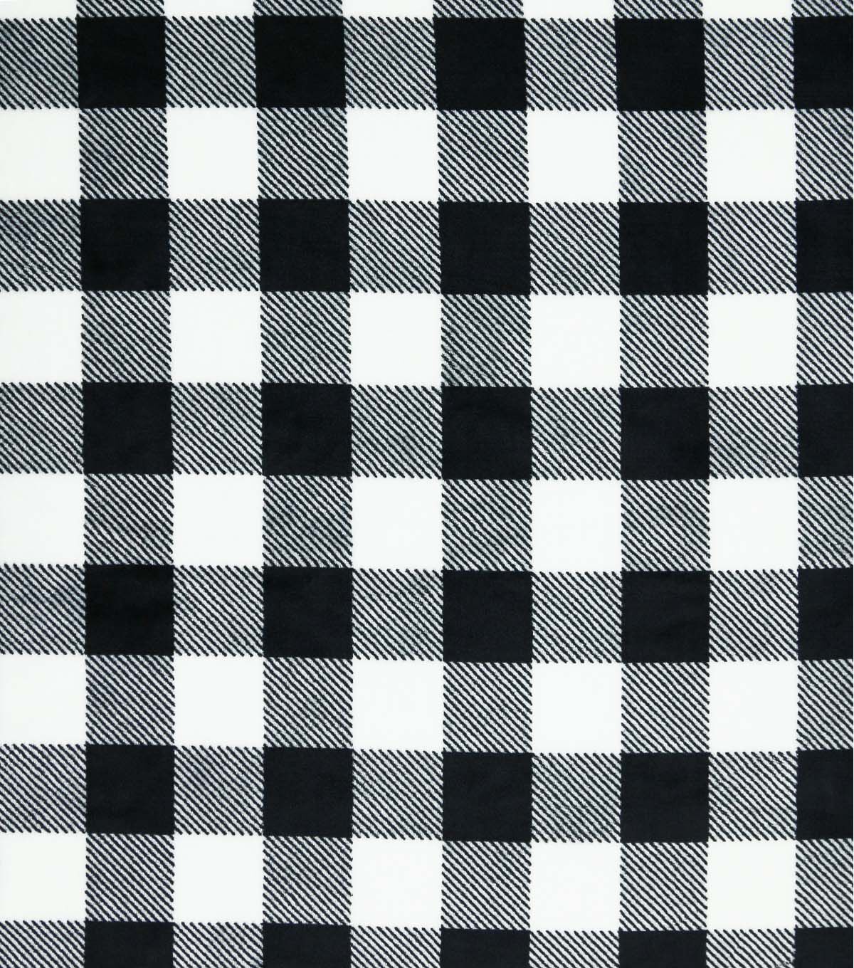 Black & White Buffalo Plaid Sew Lush Fleece Fabric