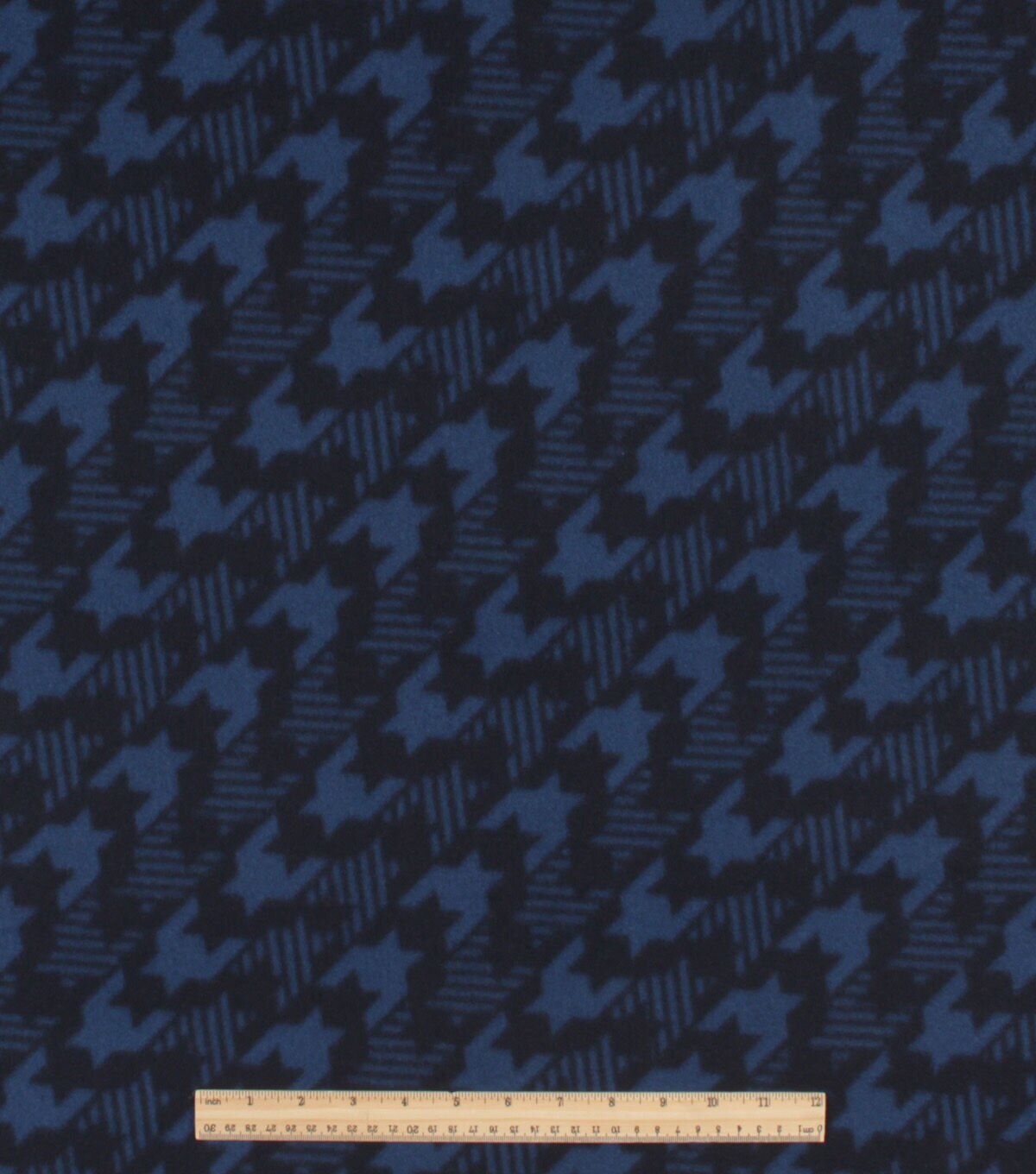 Blue Diagonal Houndstooth Blizzard Fleece Fabric