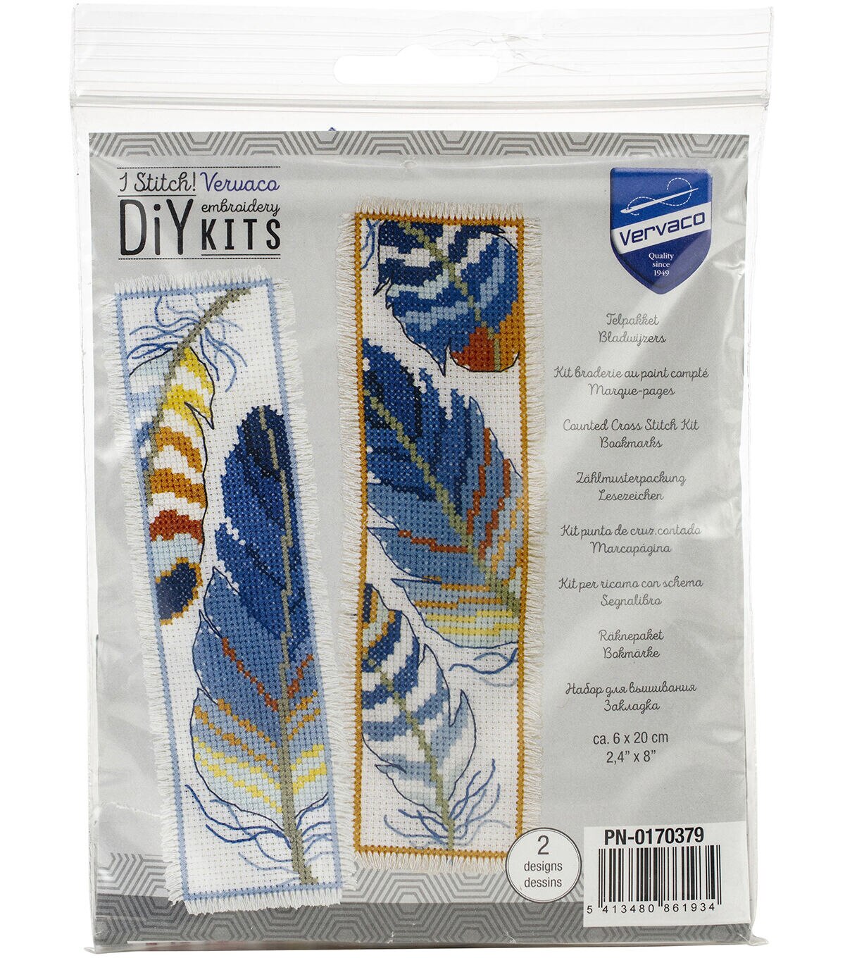 Vervaco 2 x 8 Feathers Bookmark Counted Cross Stitch Kit 2pk