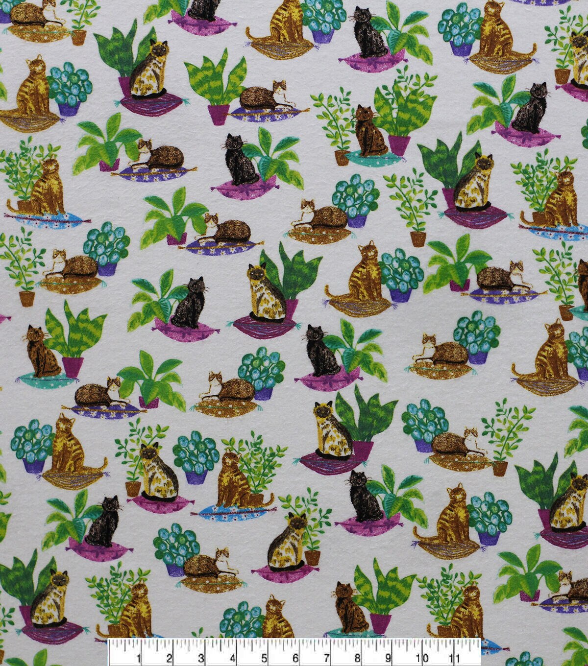 Cats And Plants Super Snuggle Flannel Fabric
