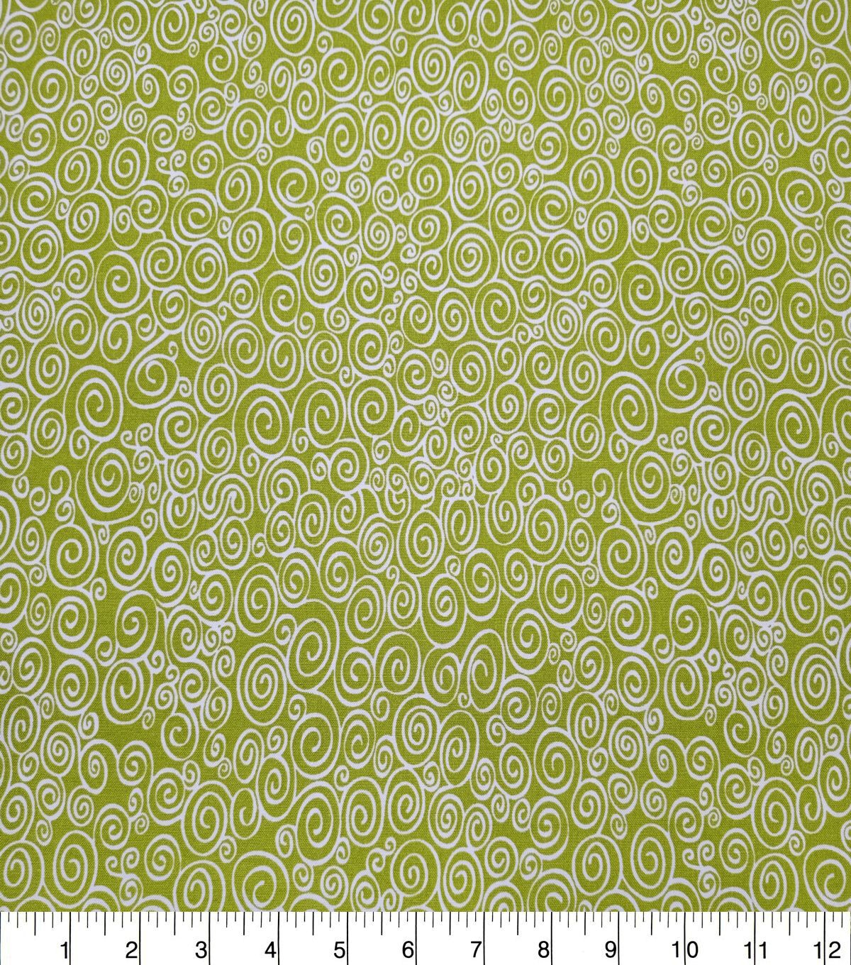 Scrolls on Lime Quilt Cotton Fabric by Quilter's Showcase