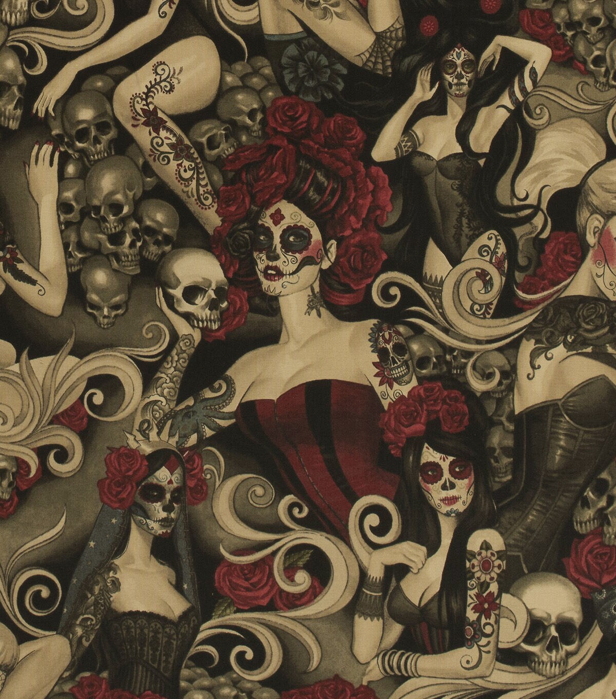 Alexander Henry Dark Smoke Las Elegantes Premium Cotton Fabric