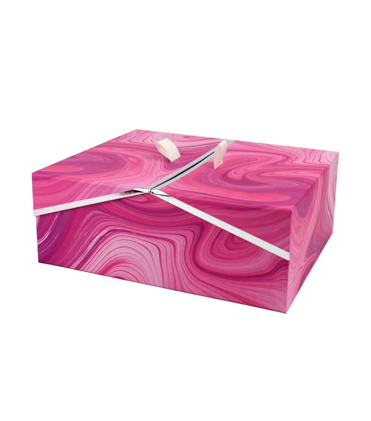 11 Pink Marble Pattern Rectangle Box With Double Door Lid