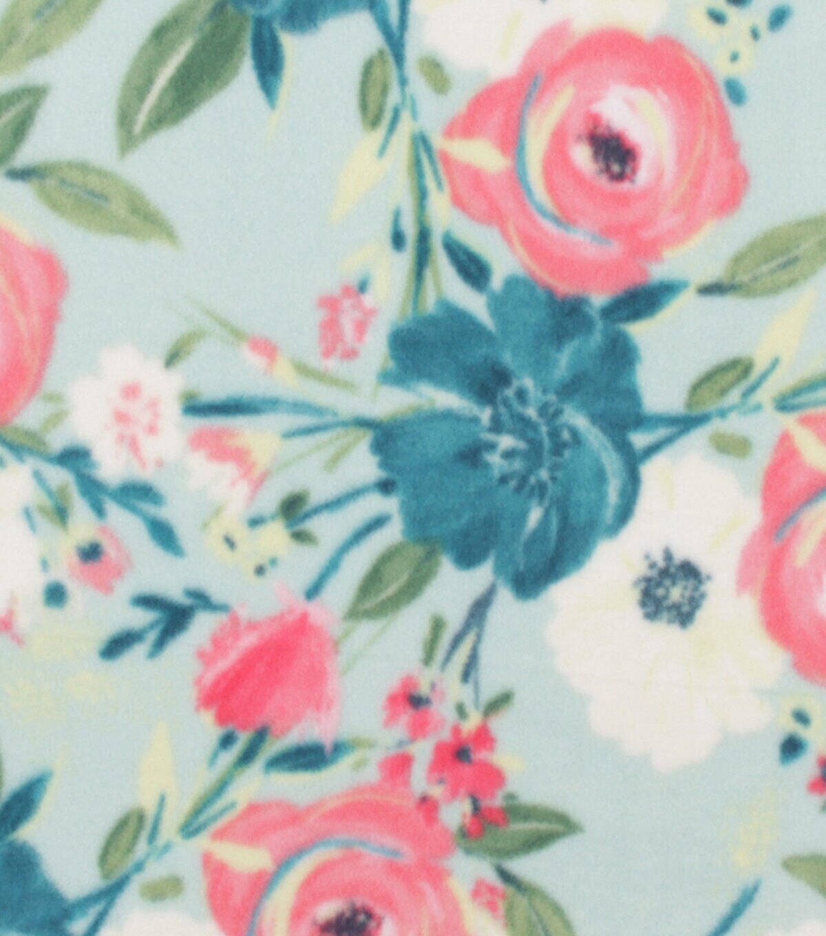 Spring Floral on Blue Anti Pill Fleece Fabric