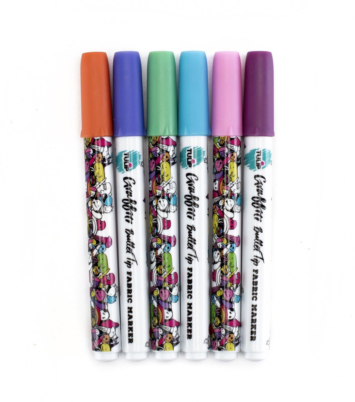 Tulip 6 pk Graffiti Bullet Tip Fabric Markers Bright