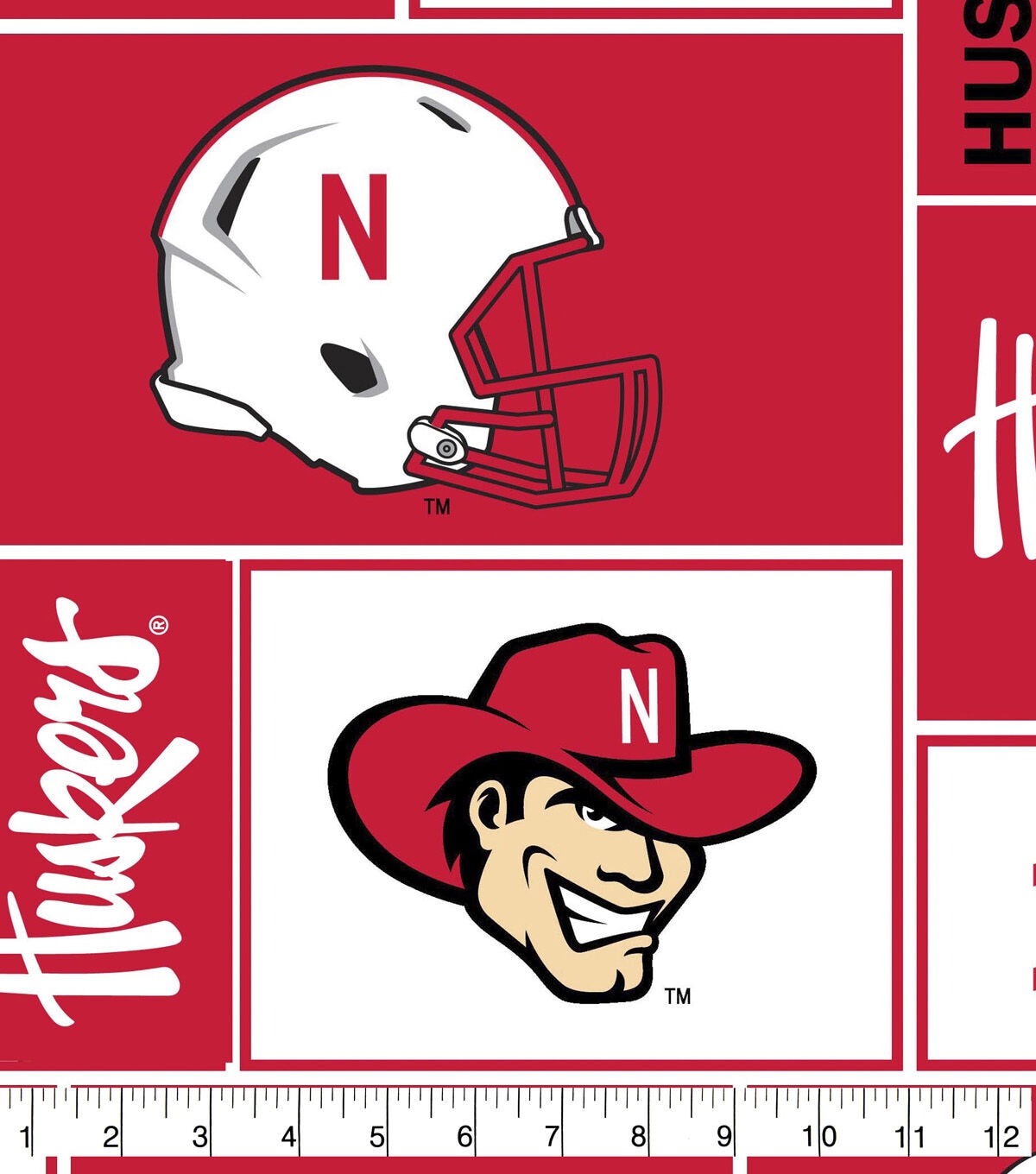 University of Nebraska Cornhuskers Fleece Fabric Block