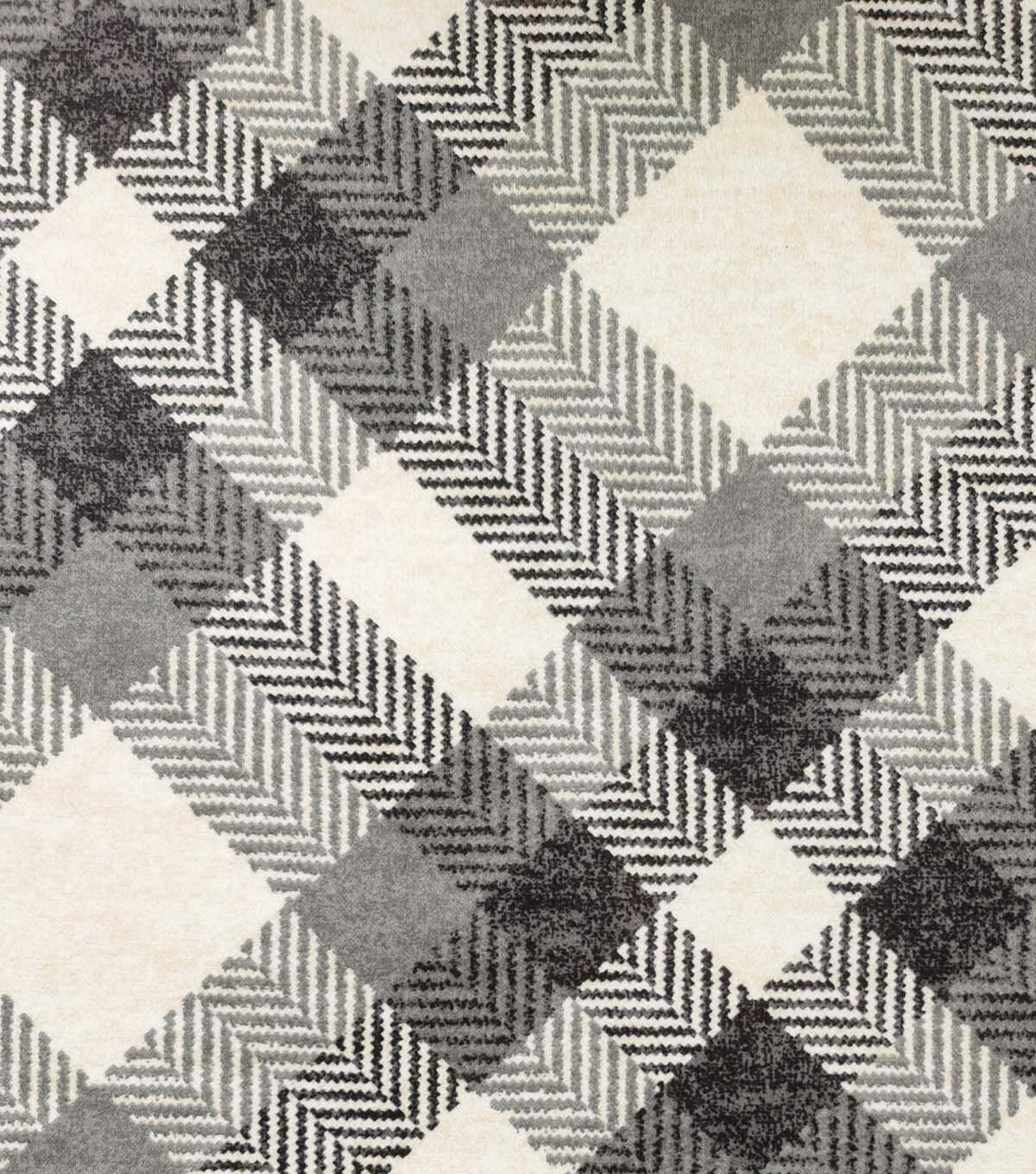Gray Diagonal Plaid Luxe Flannel Fabric