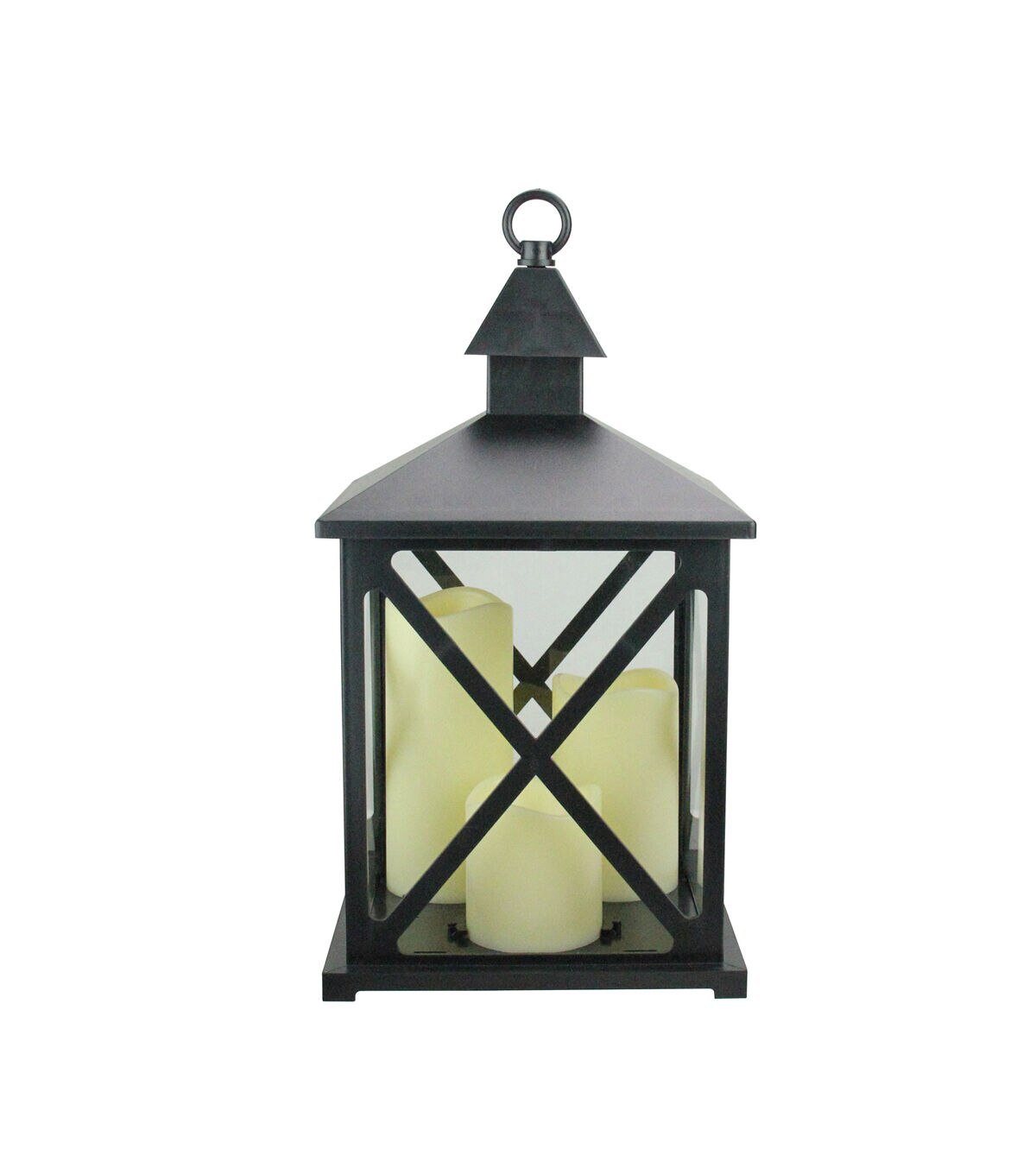 Northlight 12.5 Black Candle Lantern with 3 Flameless LED Candle