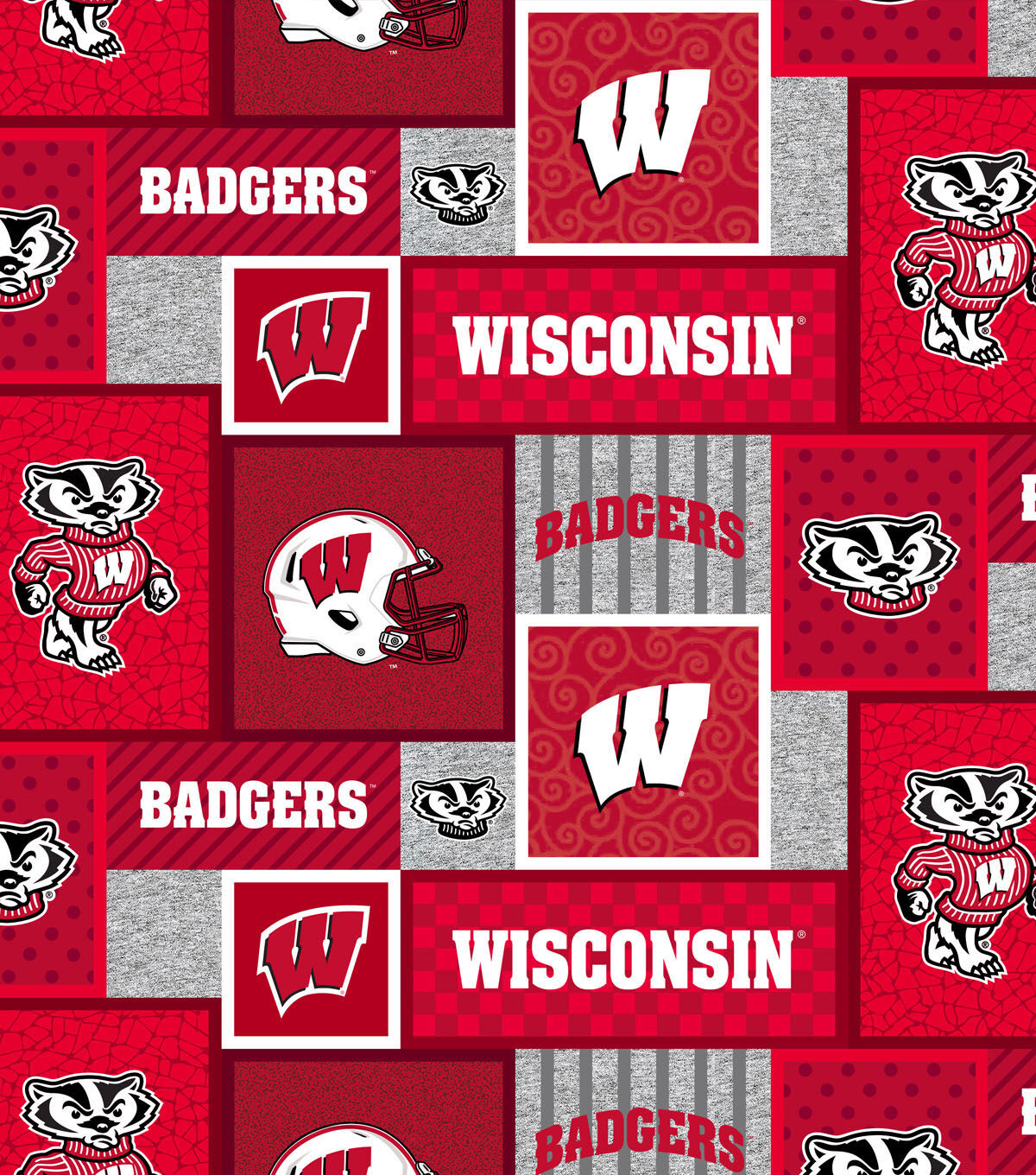 Wisconsin Badgers Fleece Fabric College Patches