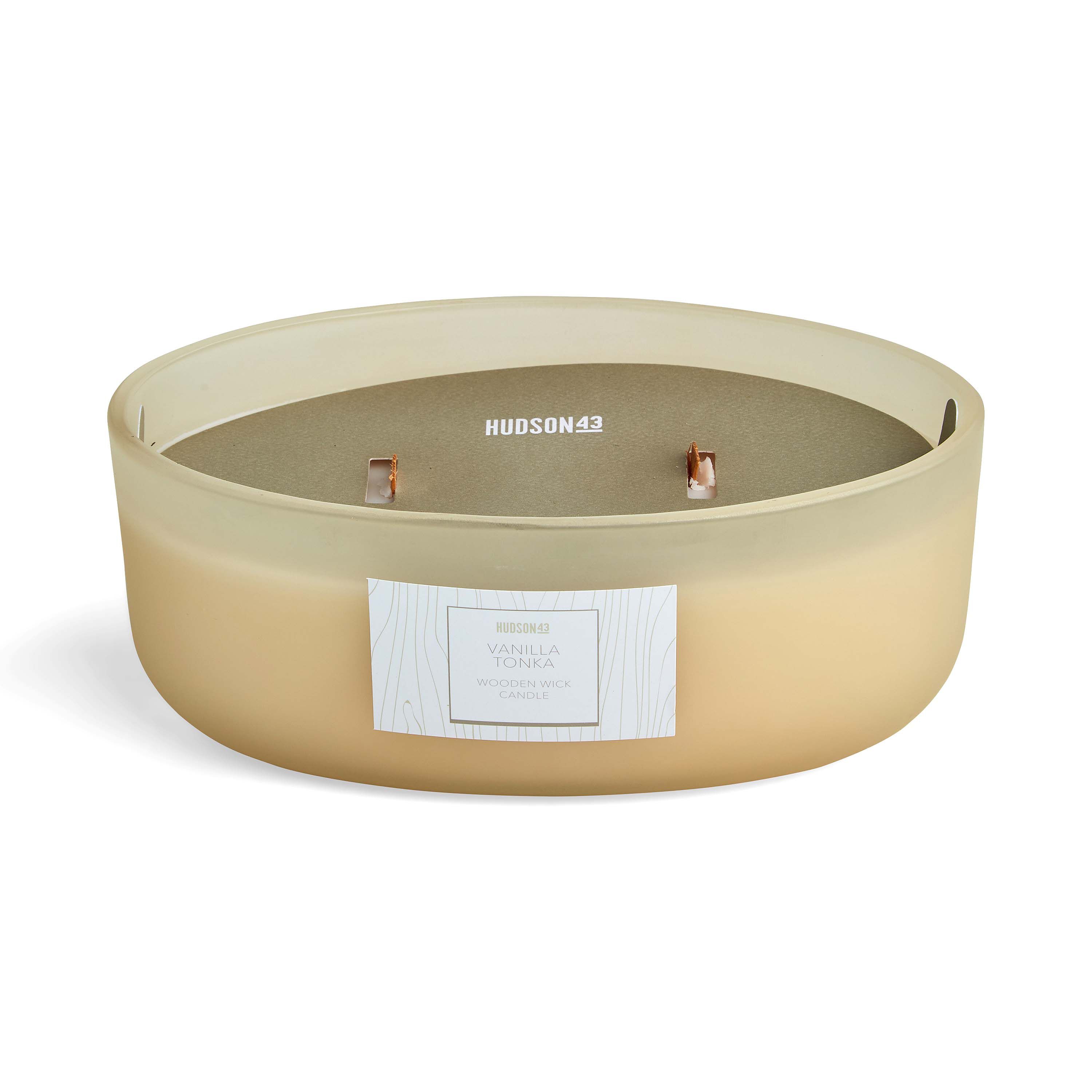 19oz Wood Wick Vanilla Tonka Frosted Scented Dish Candle by Hudson 43