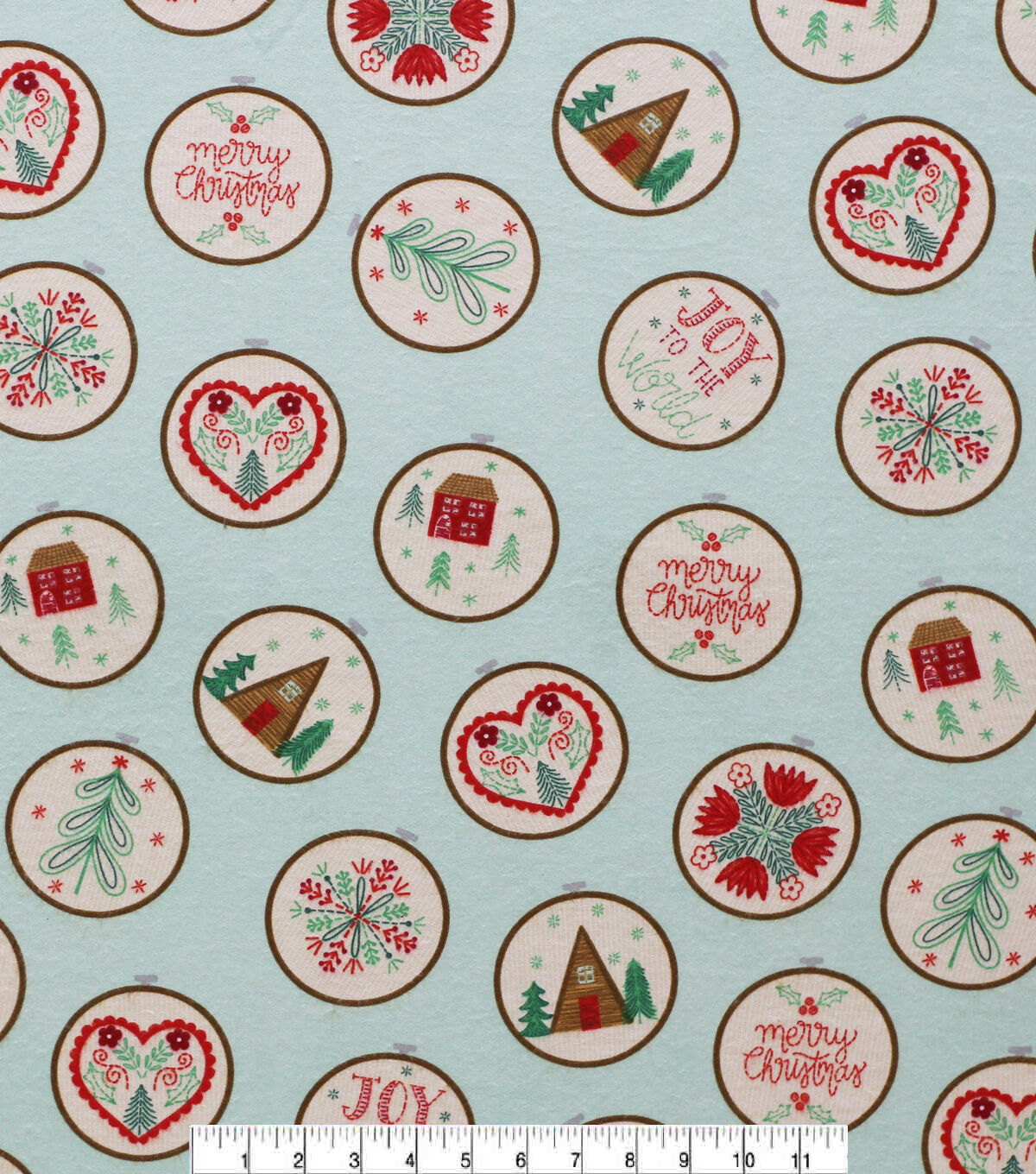 Hoops on Blue Super Snuggle Christmas Flannel Fabric