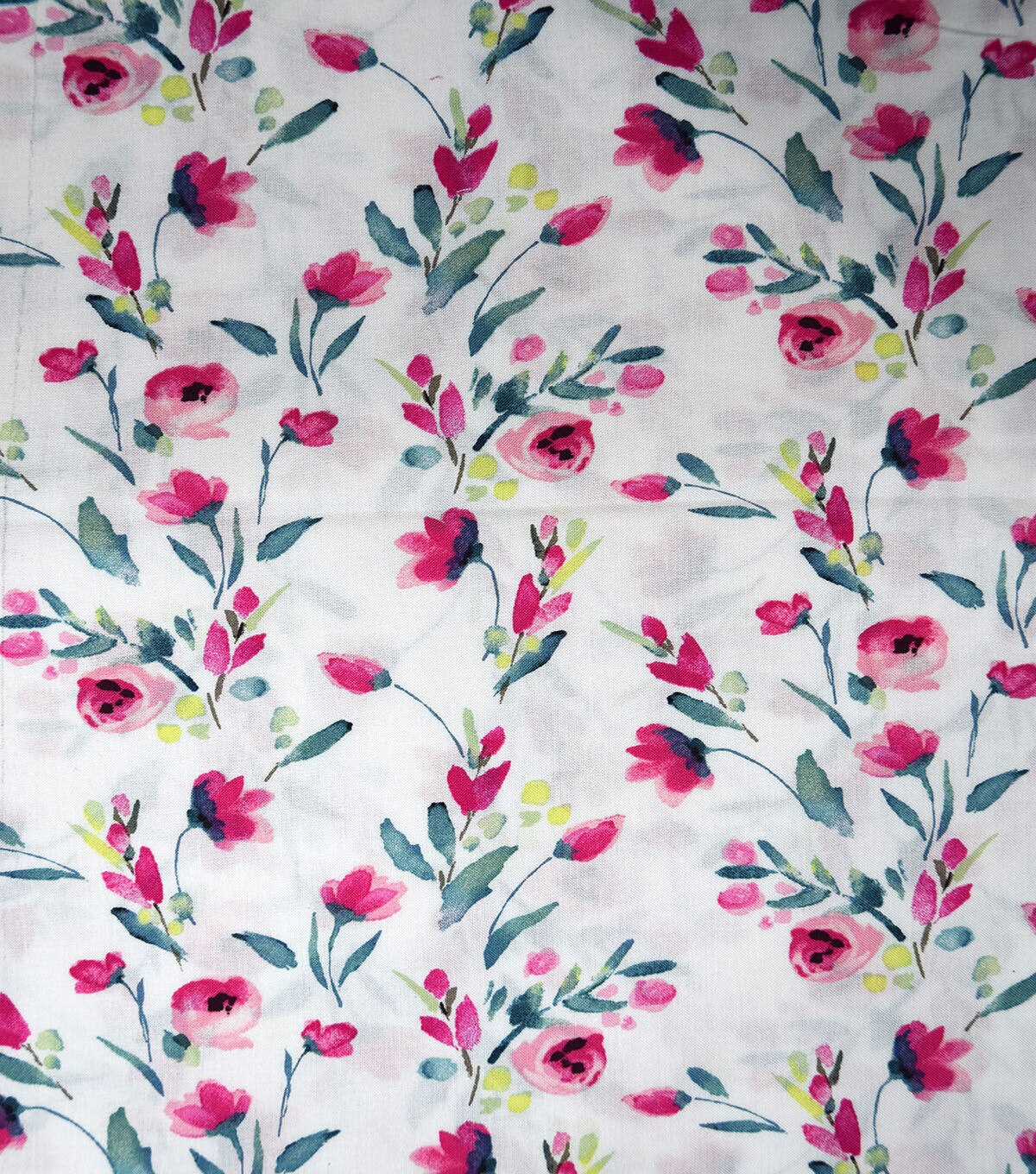 Pink Floral On White 108 Wide Premium Cotton Fabric