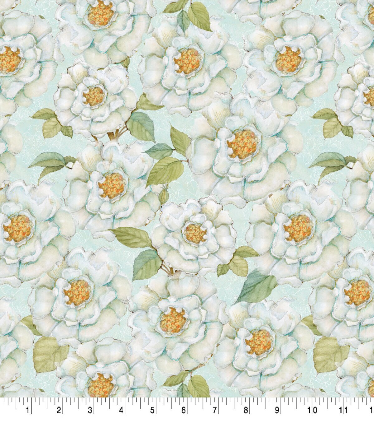 Susan Winget White Camellias Premium Cotton Fabric