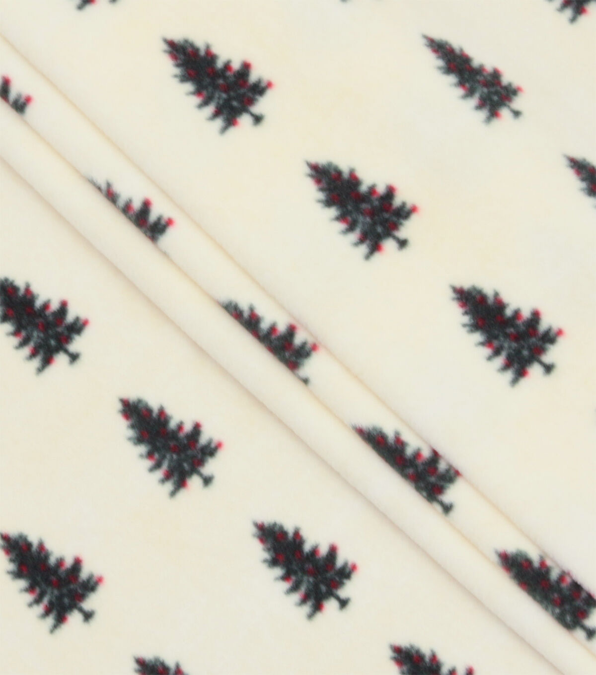 Pine Trees on White Anti Pill Fleece Fabric