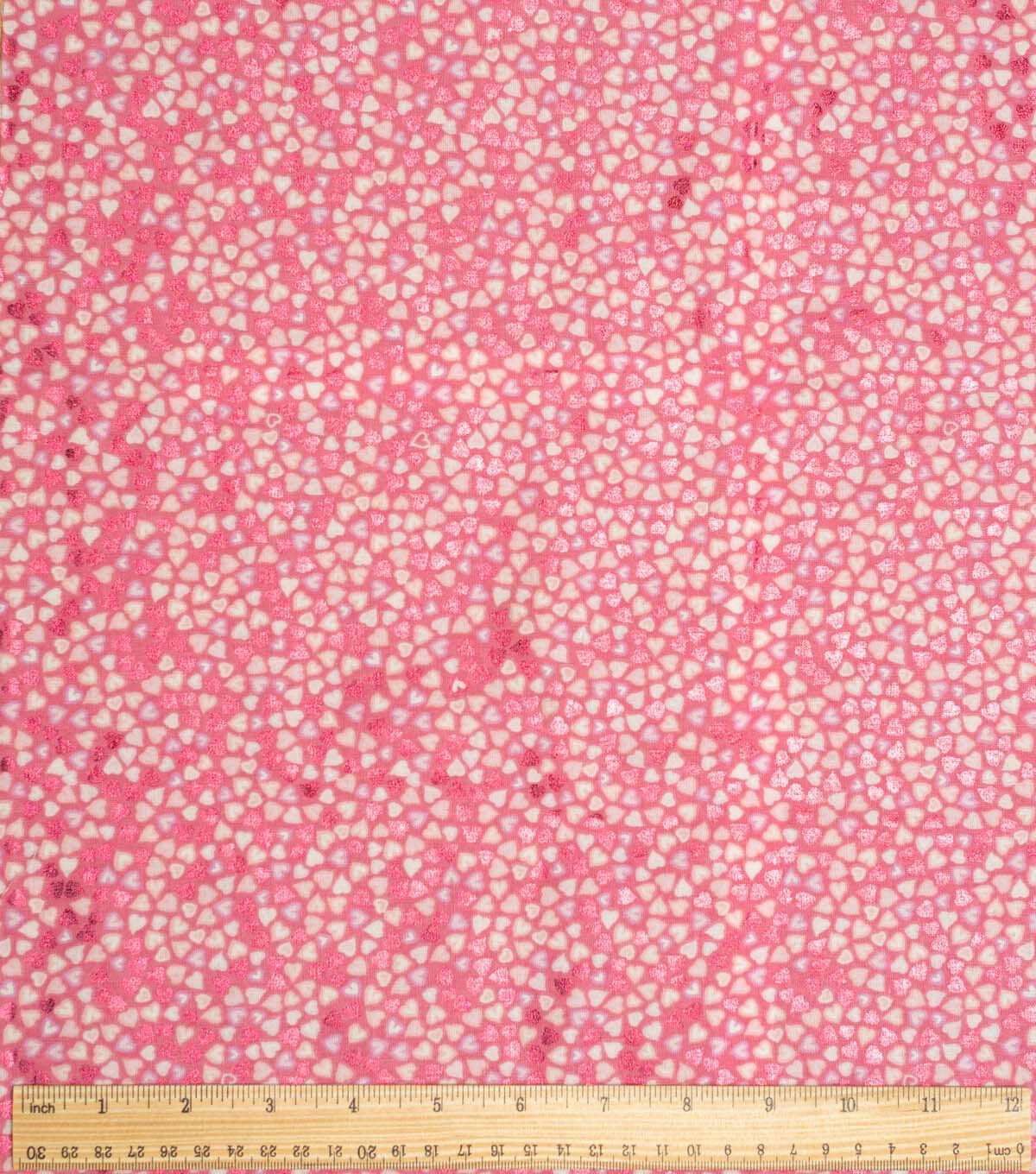 Packed Hearts on Pink Foil Cotton Fabric by Keepsake Calico